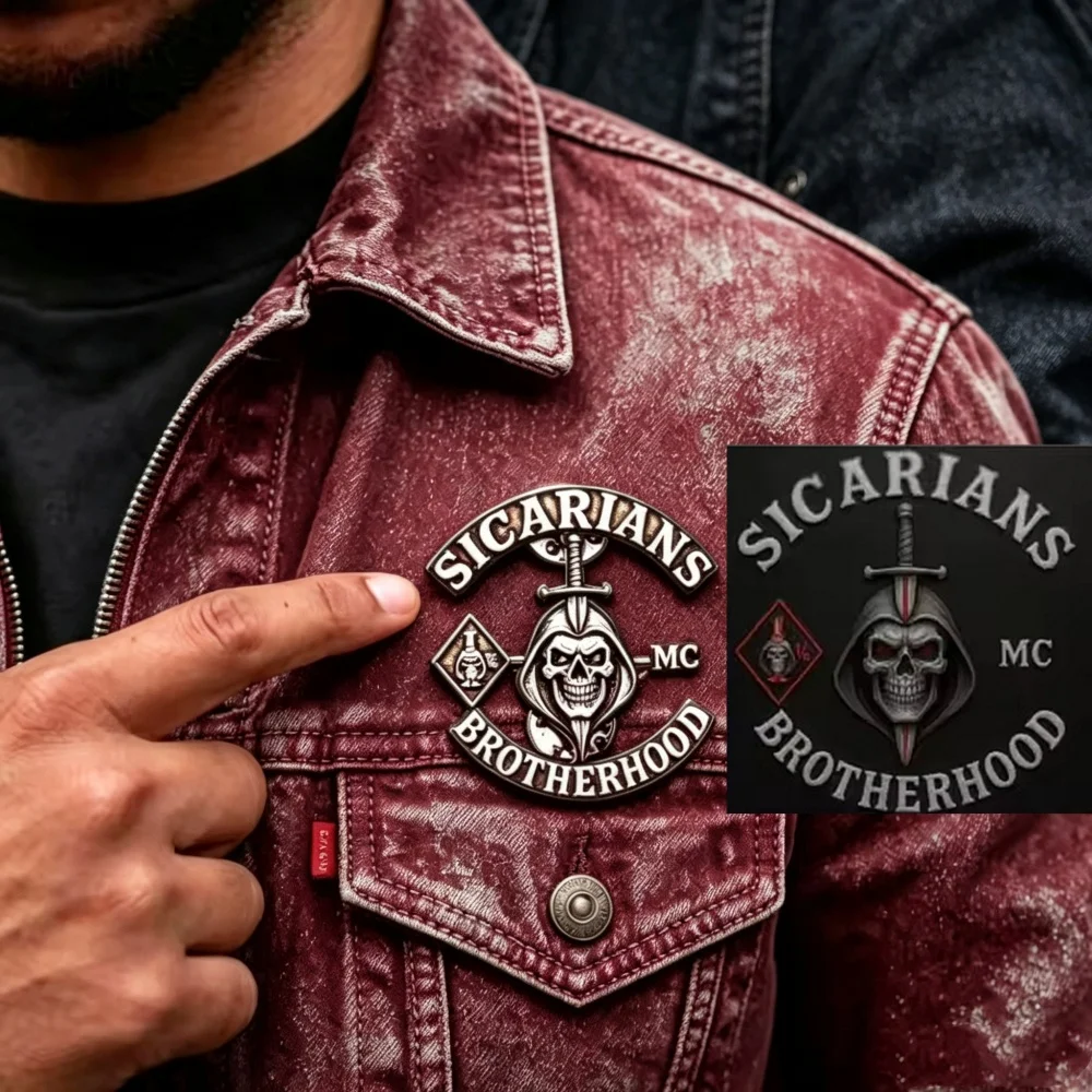 Engraved Custom MC Picture Logo Brooch For Rocker Bikers Engrave Company Logo Pattern Gift Badges Jewelry for Motorcycle Clothes