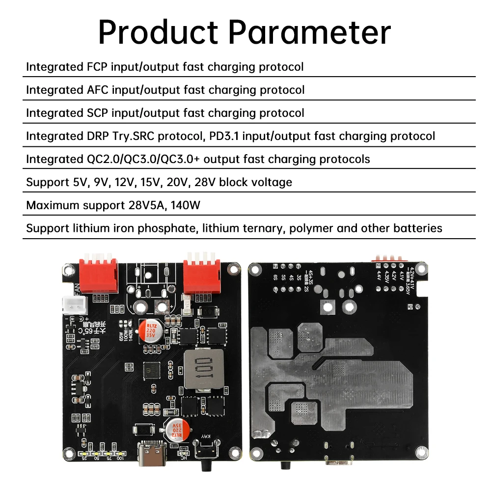 2S 3S 4S 5S 6S BMS Charger Module 140W Bidirectional Fast Charger Module IP2366 Lithium Battery Charging Board USB to DC