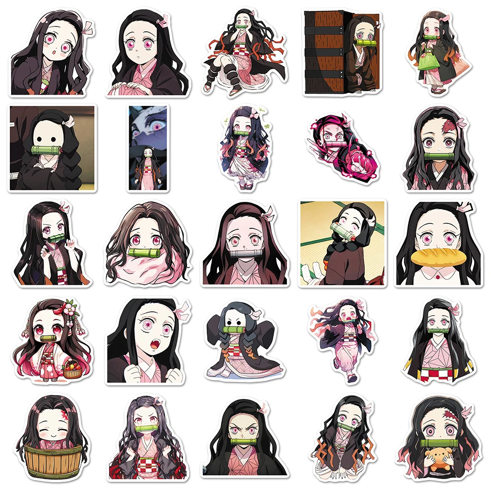 10/30/50 Stück Mädchen Kamado Nezuko Demon Slayer Aufkleber Anime Aufkleber DIY Computer Motorrad Laptop Gepäck Kawaii Cartoon Aufkleber