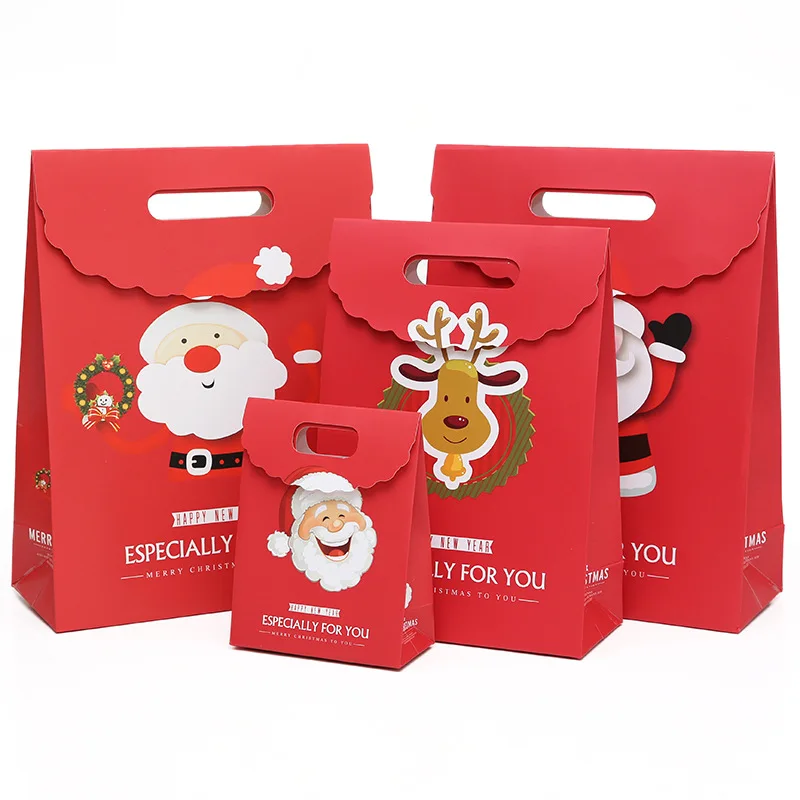 

10pcs Christmas Bag Santa Claus Tote Bag Gift Paper Gift Bags Box