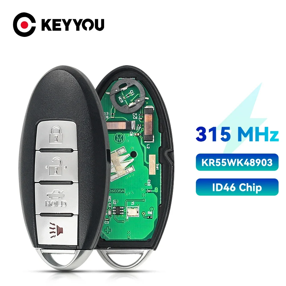 

KEYYOU 315Mhz ID46 Chip KR55WK48903 KR55WK49622 Keyless Smart Car Key FSK For Nissan Altima Teana Maxima Murano Cross Cabriolet