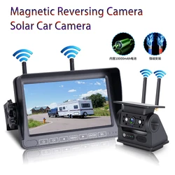 Solar Powered Backup Camera,Car Wireless WIFI Magnetic Mount 7” Screen Backup Monitor with Night Vision for Trucks Campers