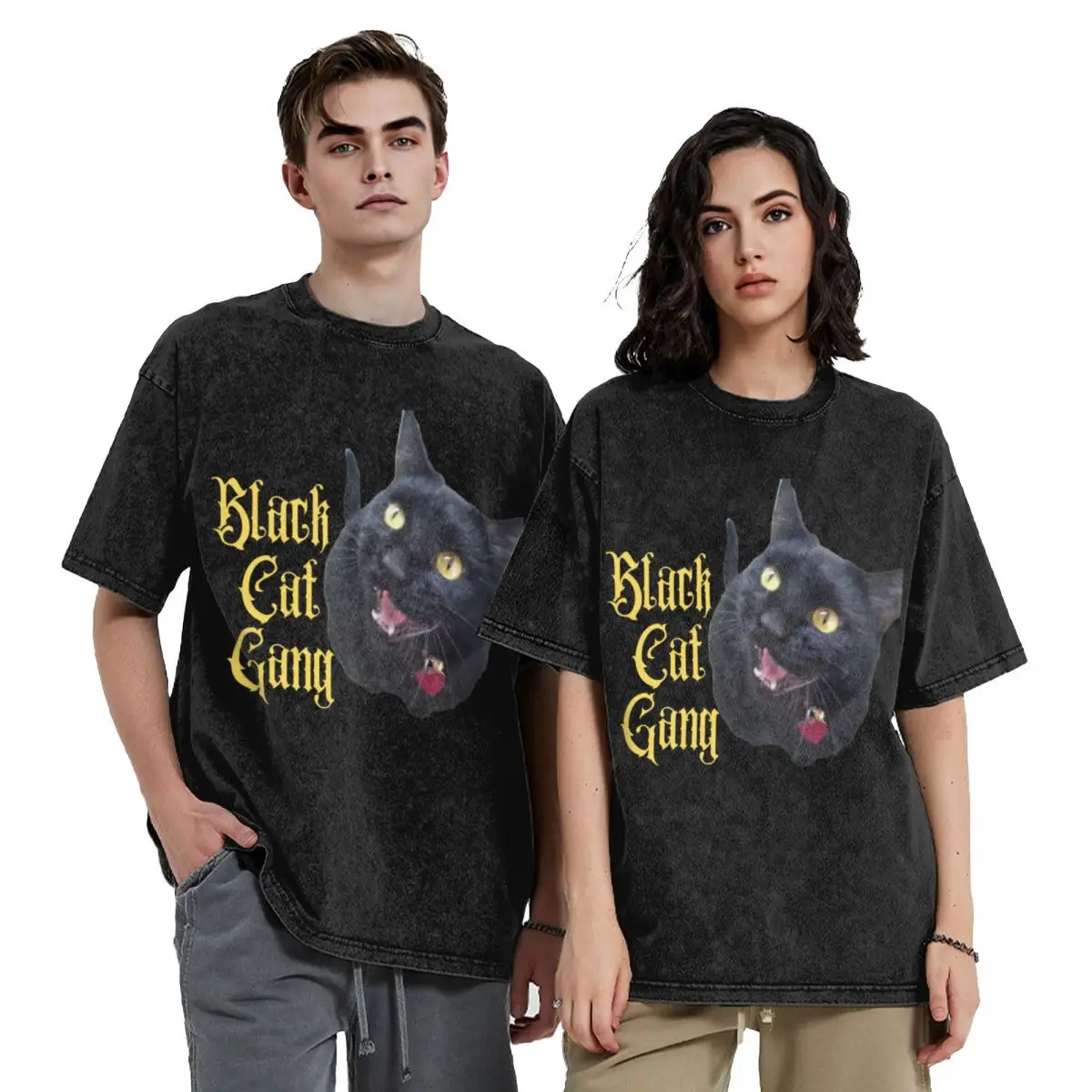 

Black Cat Gang T-Shirt anime shirt summer top graphic t shirts funny shirt cotton mens graphic t-shirts hip hop