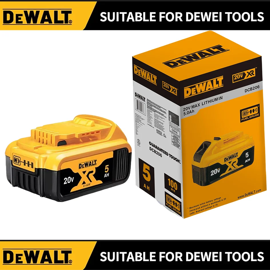 Dobíjecí lithium-iontová baterie DEWALT 20V 5,0Ah/6,0Ah 18V 5,0Ah Baterie pro elektrické nářadí DCB200 Originální náhrada za DW045 - náhled 5