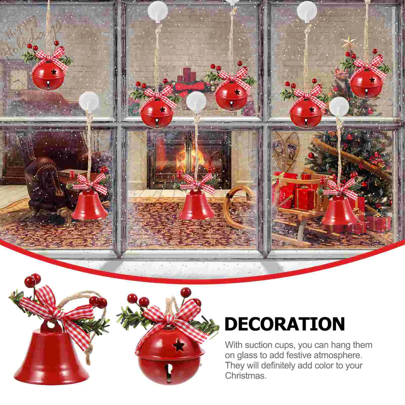 2 Pcs Christmas Hanging Jingle Bells Decorations Tree Hangers Door Iron Pendant