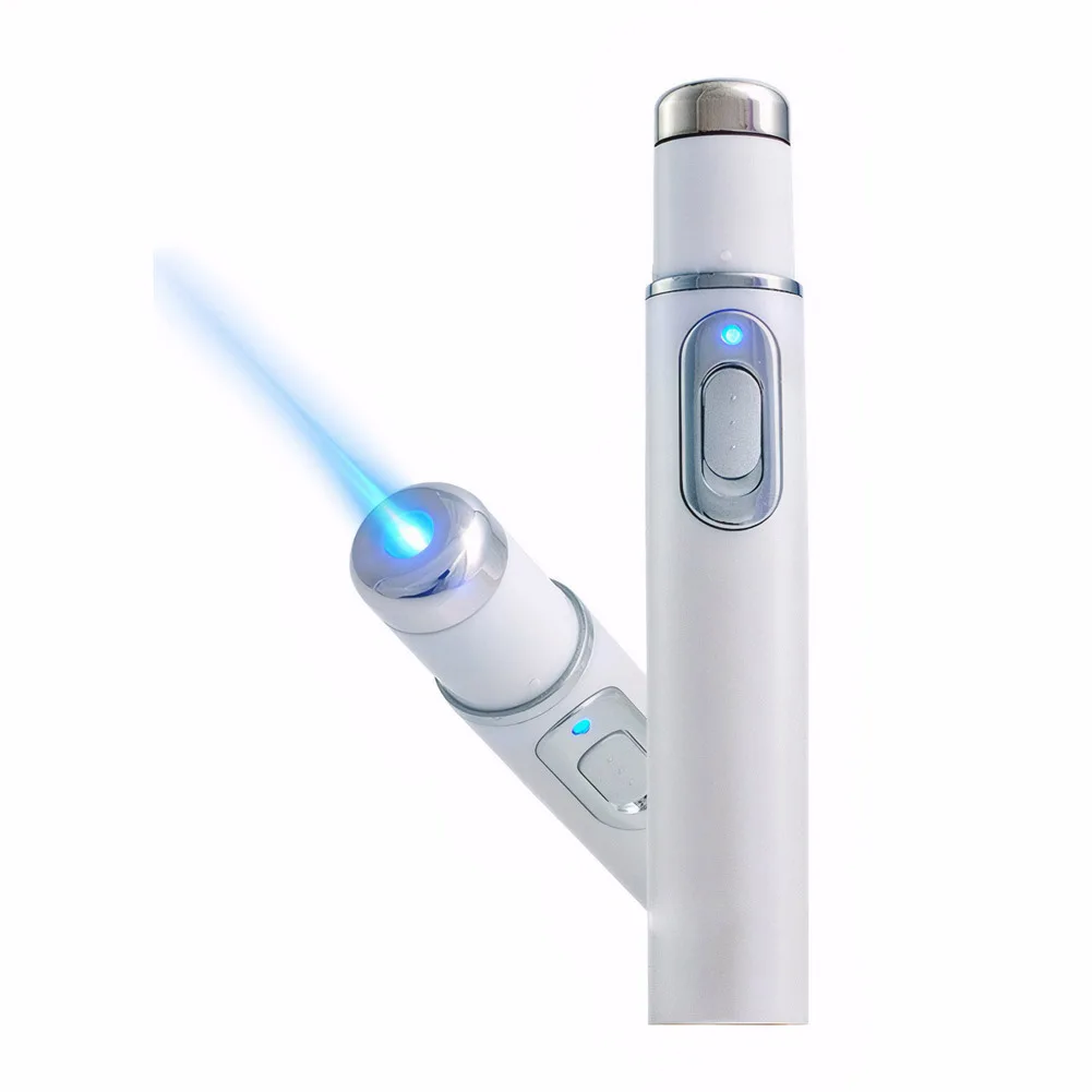 ปากกาสิวบำบัดด้วยแสงสีฟ้าอุปกรณ์ความงามตาอุ่นเครื่องมือนวดตาสำหรับผ่อนคลายดวงตาความหมองคล้ำถุงใต้ตาอาการบวม