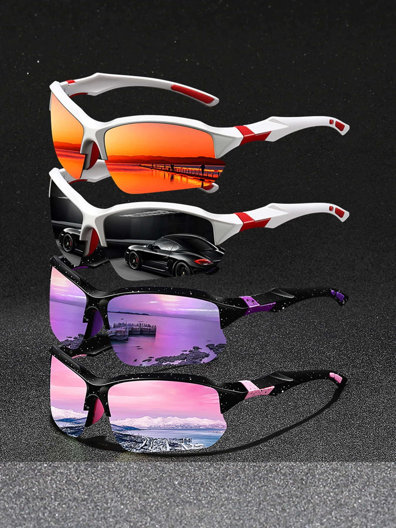 AliExpress AOOYOWEILY 4 PCS Fashion Vintage Half Frame Driving Fishing Cycling Sports Sunglasses Men Women Mountaineering Sun Glasses UV400 Eyewear