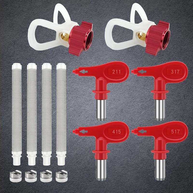 Panas! Ujung nozel cat semprot tanpa udara bolak-balik, dengan pelindung ujung nozel kursi & filter semprotan cat untuk semprotan tanpa udara