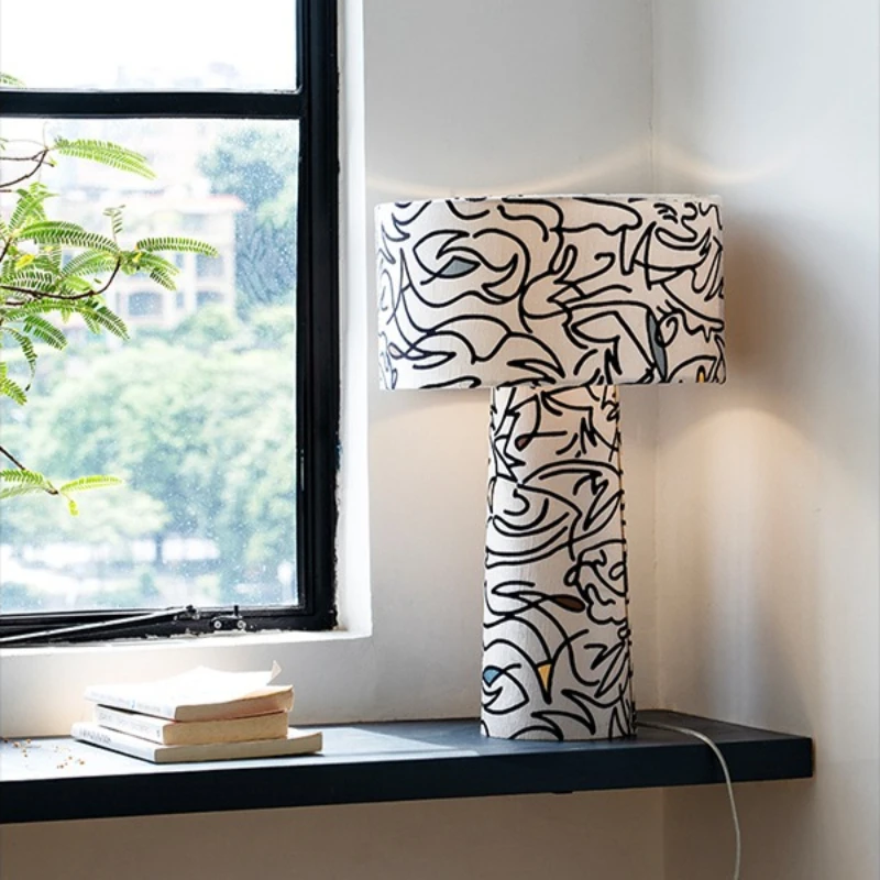 Nordic Metal and Cloth Floor Lamps Art Decoration Creative Designer Patterned Bedroom Study  Sofasides Interior Vertical Lights
