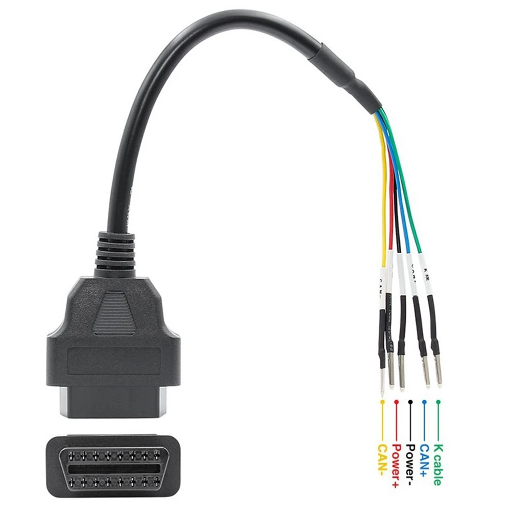 M93K-2X 16 Pin OBD OBD2 Female K Line CAN Line Jumper Tester Connector Car Diagnostic Extension Cable Cord Pigtail