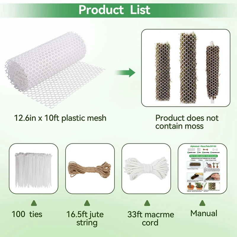 Plastic Moss Monstera Poles Mesh Kit, DIY Self-Watering Moss Stake For Plants, Monstera Supports, Plants Indoor