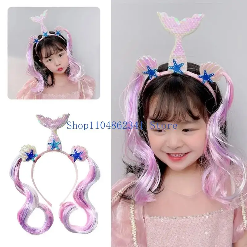 5asd Glittering Sequined Horned Horn Hairband With Lovely Ear for Girls Birthday Party Gifting And Dressingup Props Headwear