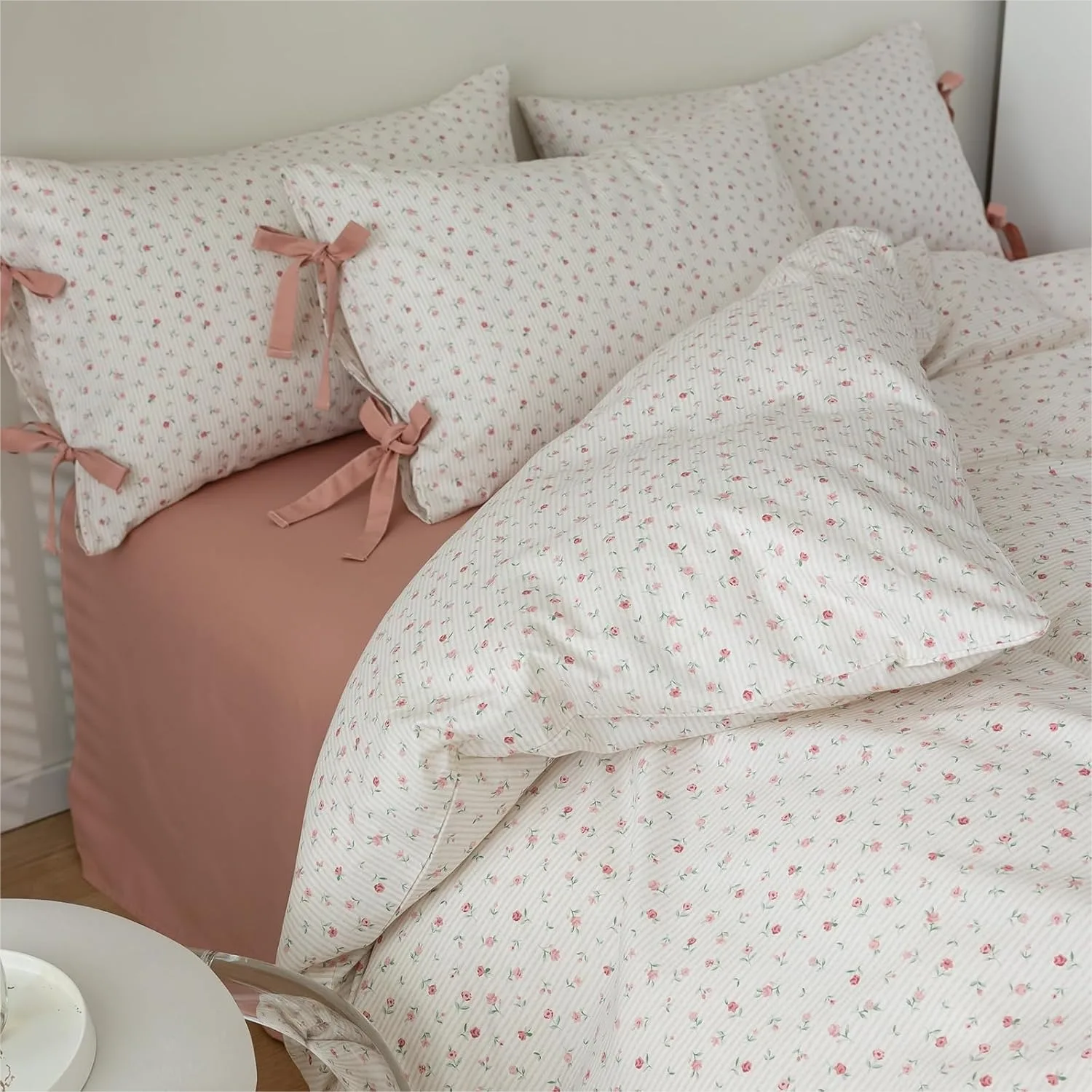 

Floral Duvet Cover Set Twin Size 100% Cotton with Zipper and Ties for Teenage Girls