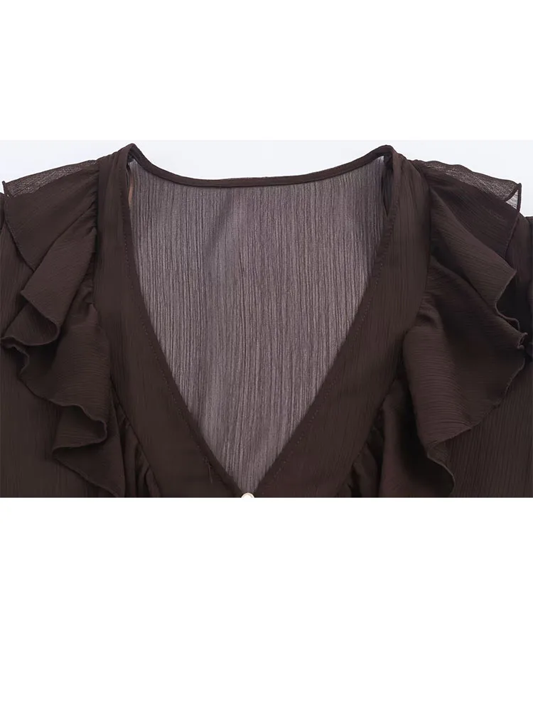 HH امرأة الموضة الأنيقة طويلة الأكمام الخامس طوق حزام مطوي الدانتيل الديكور الربط تنورة طويلة الربيع الإناث تنورة ضئيلة عادية