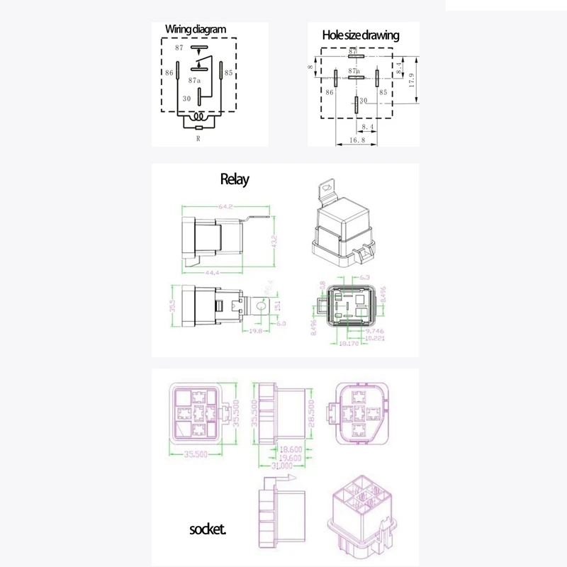 12VDC 40A Waterproof Relay With Harness Socket Wires 5 Pin Relay JD2912-1Z-14VDC 40A 14VDC Automotive Relay