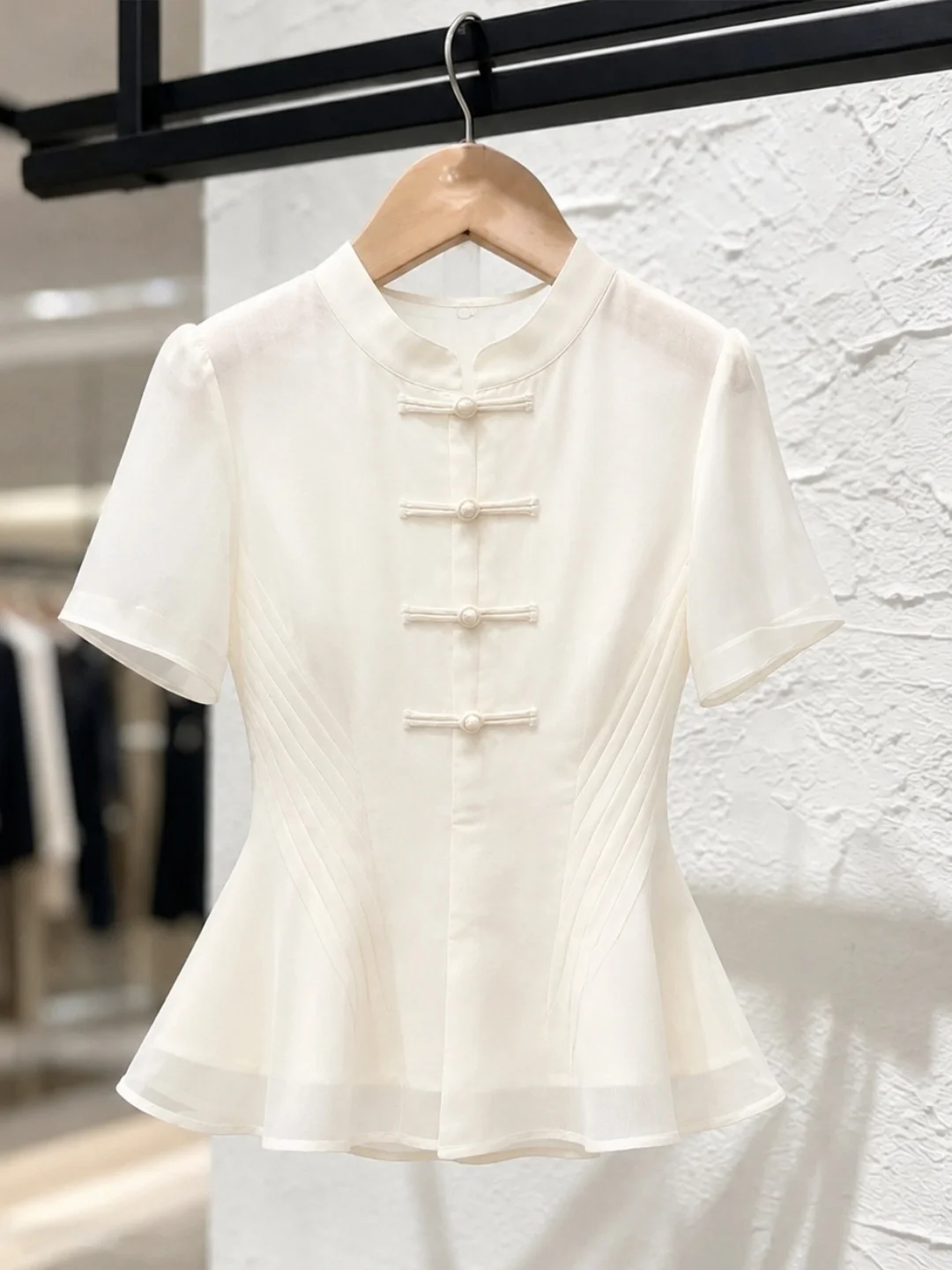 New Chinese Style Shirt with Button Design Short Sleeve Commute Top for Women Summer 2026 Fashionable Versatile Silk Blouse