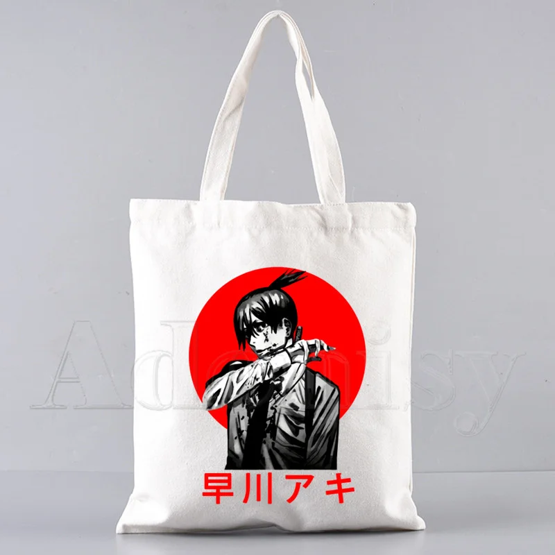 Chainsaw Man Korea Ulzzang Shopper Bag Print Canvas Tote Bag Handbags Women Bag Harajuku Shoulder Bags