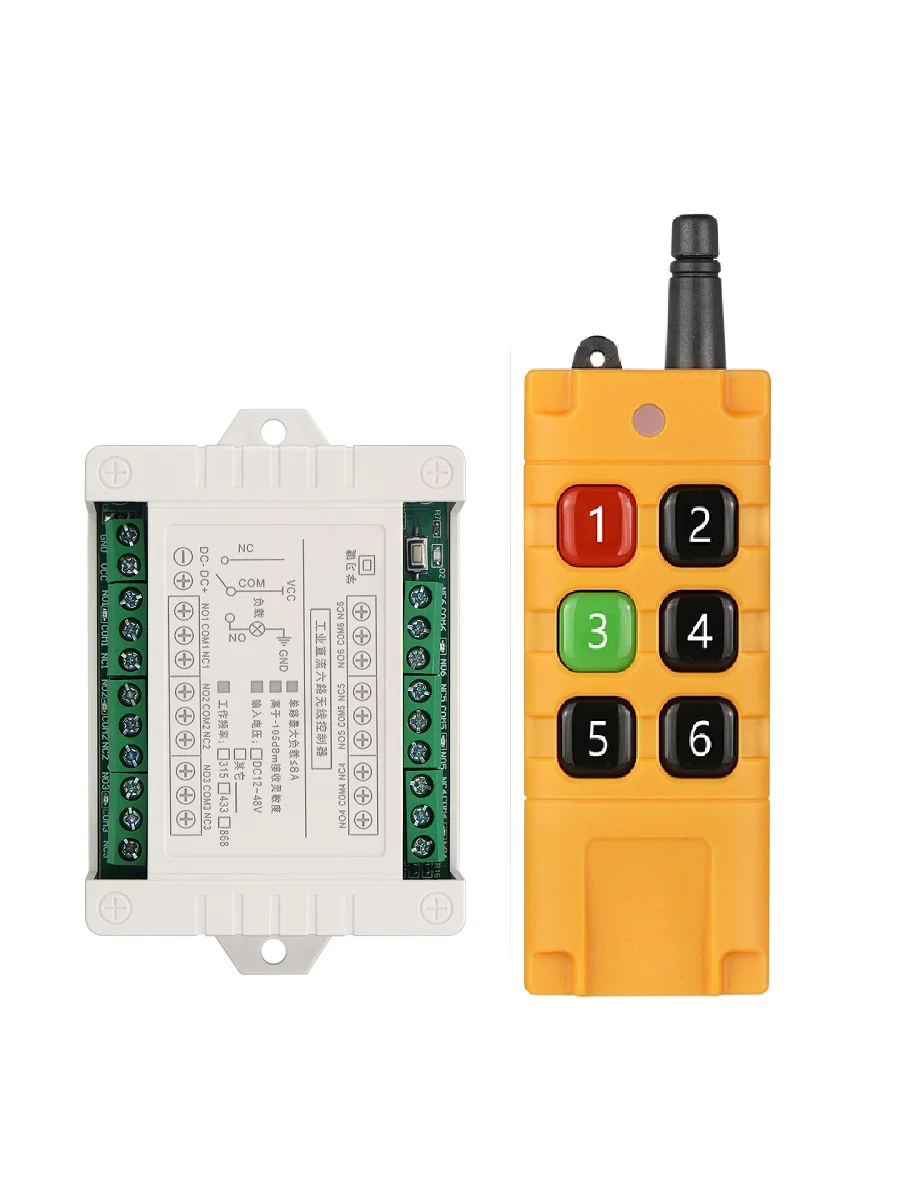 Uniwersalny system zdalnego sterowania radiowego 433 MHz DC 12V 24V 36V 48V 6-kanałowy R+F, bezprzewodowy odbiornik i nadajnik z interfejsem USB — zdjęcie produktu 7