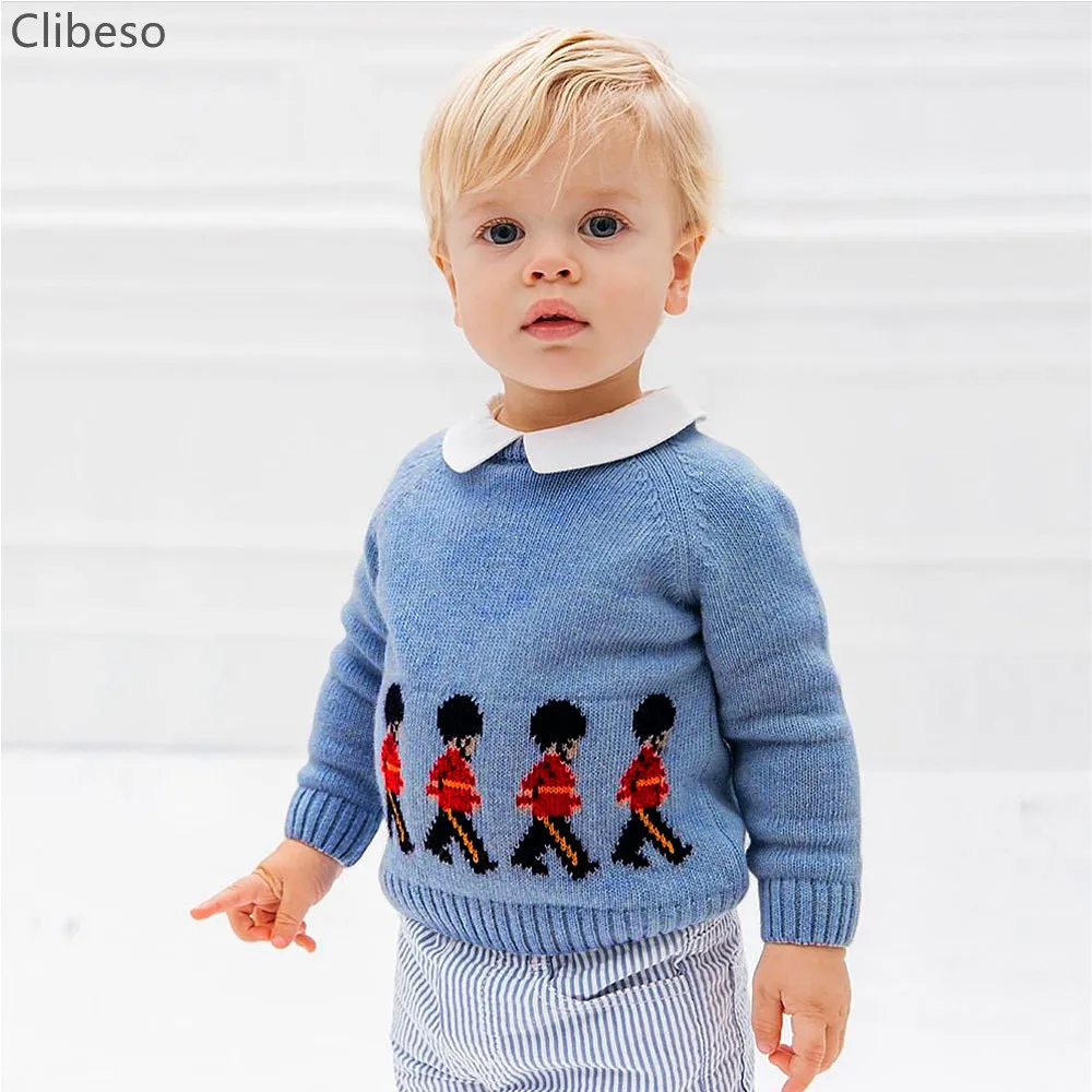 

Boys Pullover Sweater Baby Tops Spanish Toddler Knitted Cartoon Sweater Kids Knitting Pullovers Children Clothes Knitwear Unisex