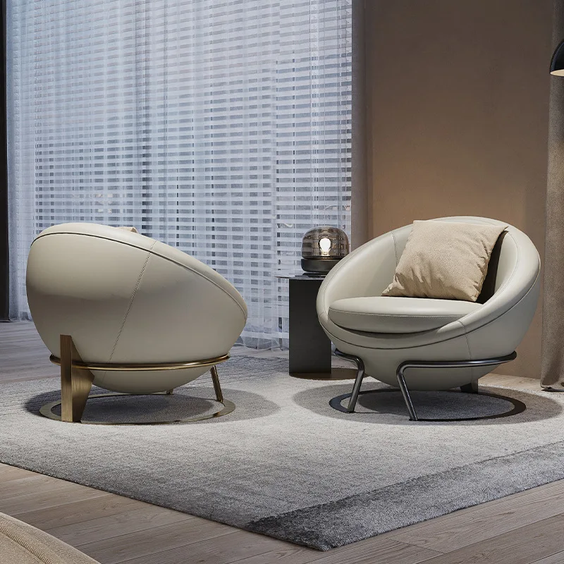 كرسي مستدير من الجلد بنصف الكرة الأرضية البسيط من TTM كرسي مستدير حديث وبسيط لغرفة المعيشة #3