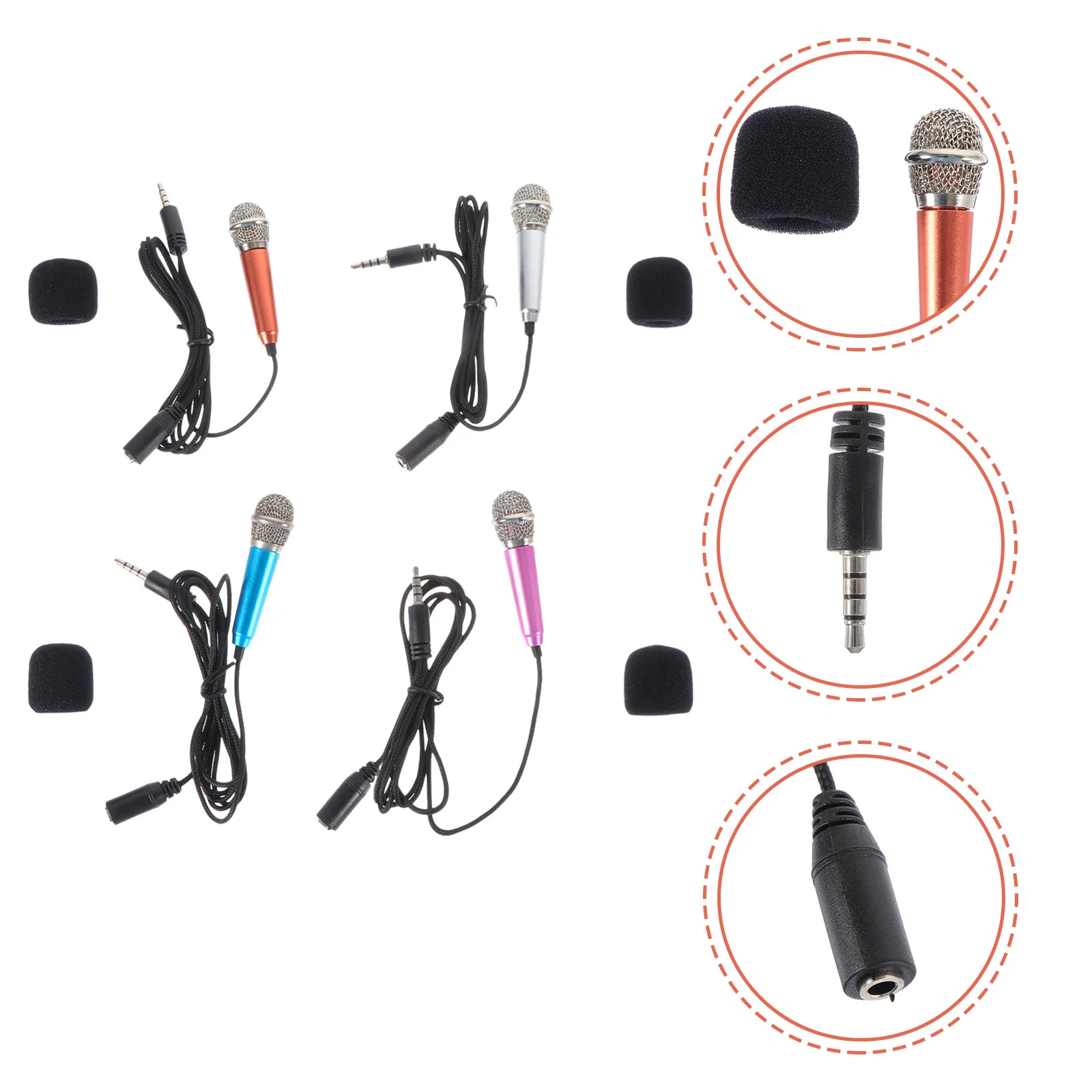 

4Pcs Metal Mini Microphones Portable Handheld Singing Mic Home Karaoke Recording Microphone for Phone Mini Microphone