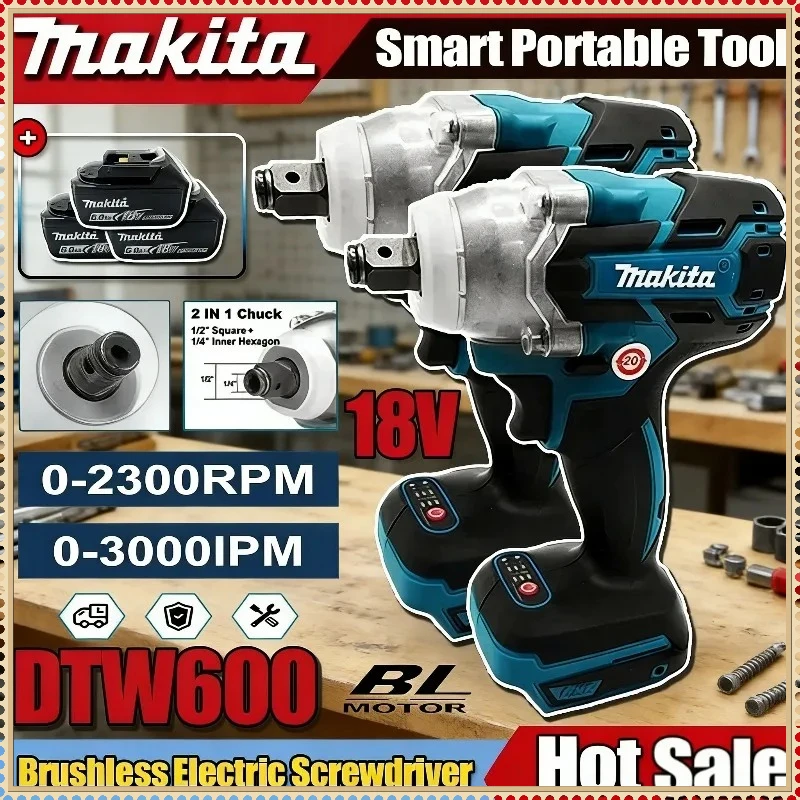 マキタ-dtw600-ブラシレス高トルク電動レンチ充電式インパクトレンチコードレス自動車修理電動工具-18v-バッテリー用