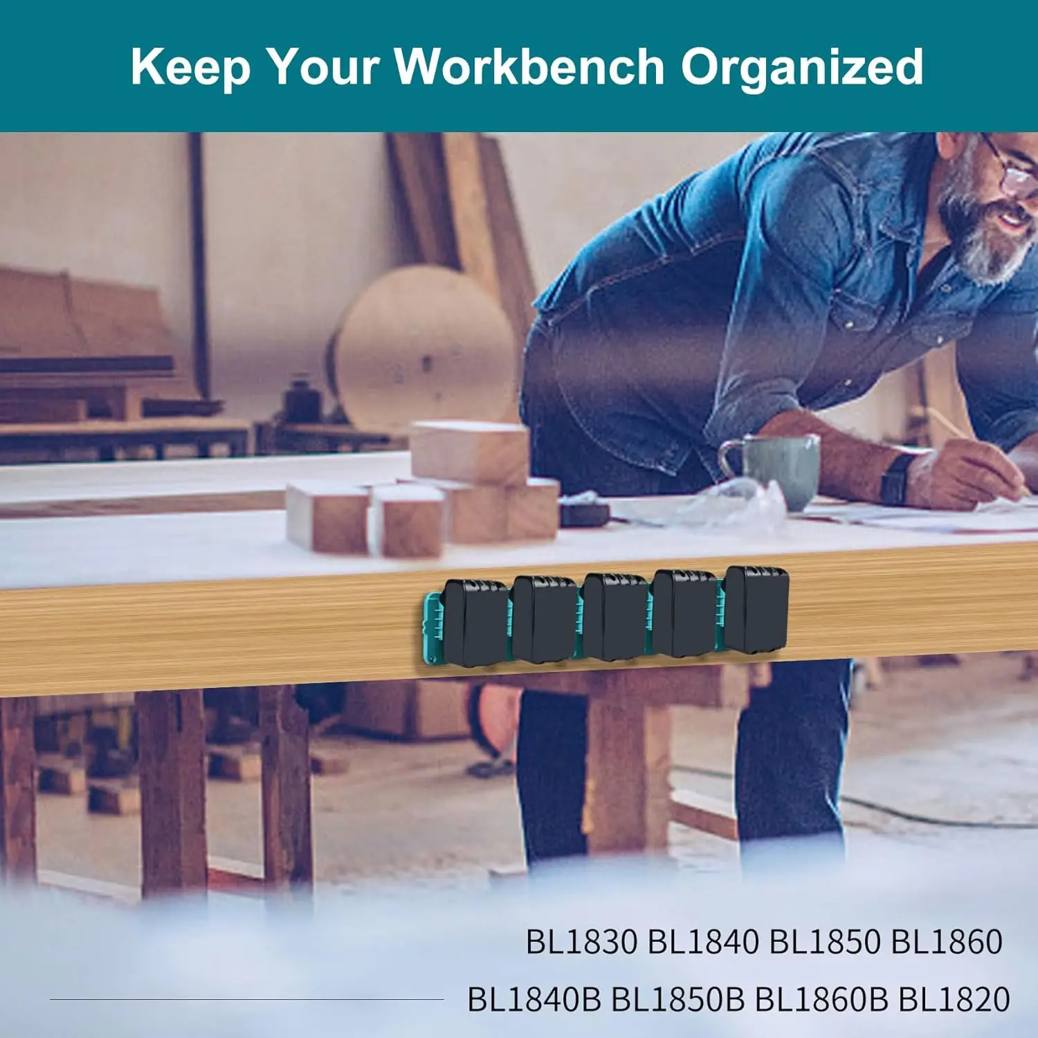 Soporte de batería de 5 uds., estante de almacenamiento de batería para Dewalt/Makita/Milwaukee, batería de iones de litio de 18V, soporte de herramienta de montaje en pared, fijación