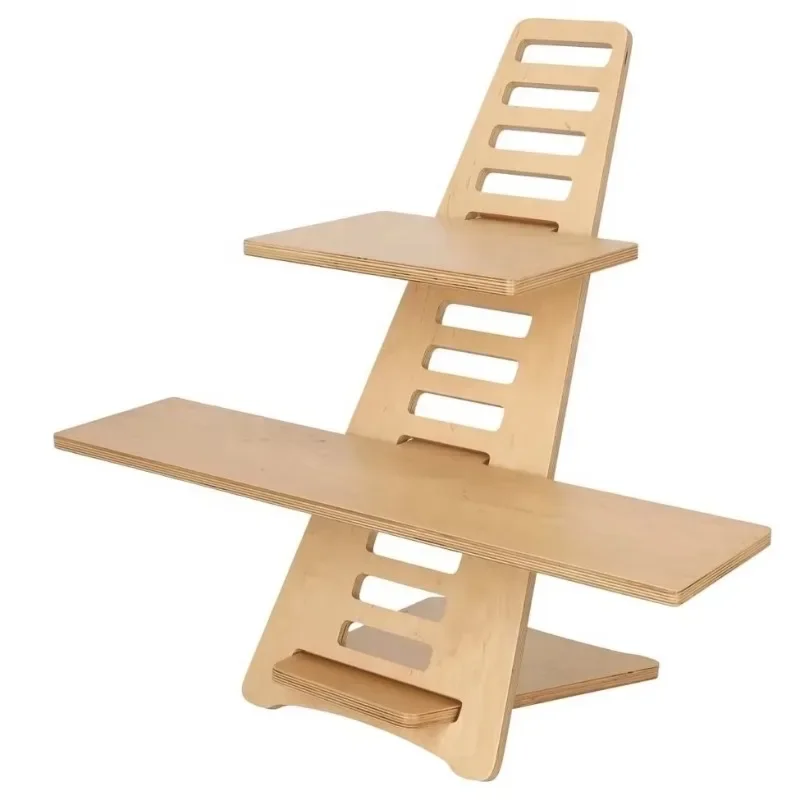 Home office adjustable birch wood ergonomics 2 floor standing laptop desk sitting/standing desk