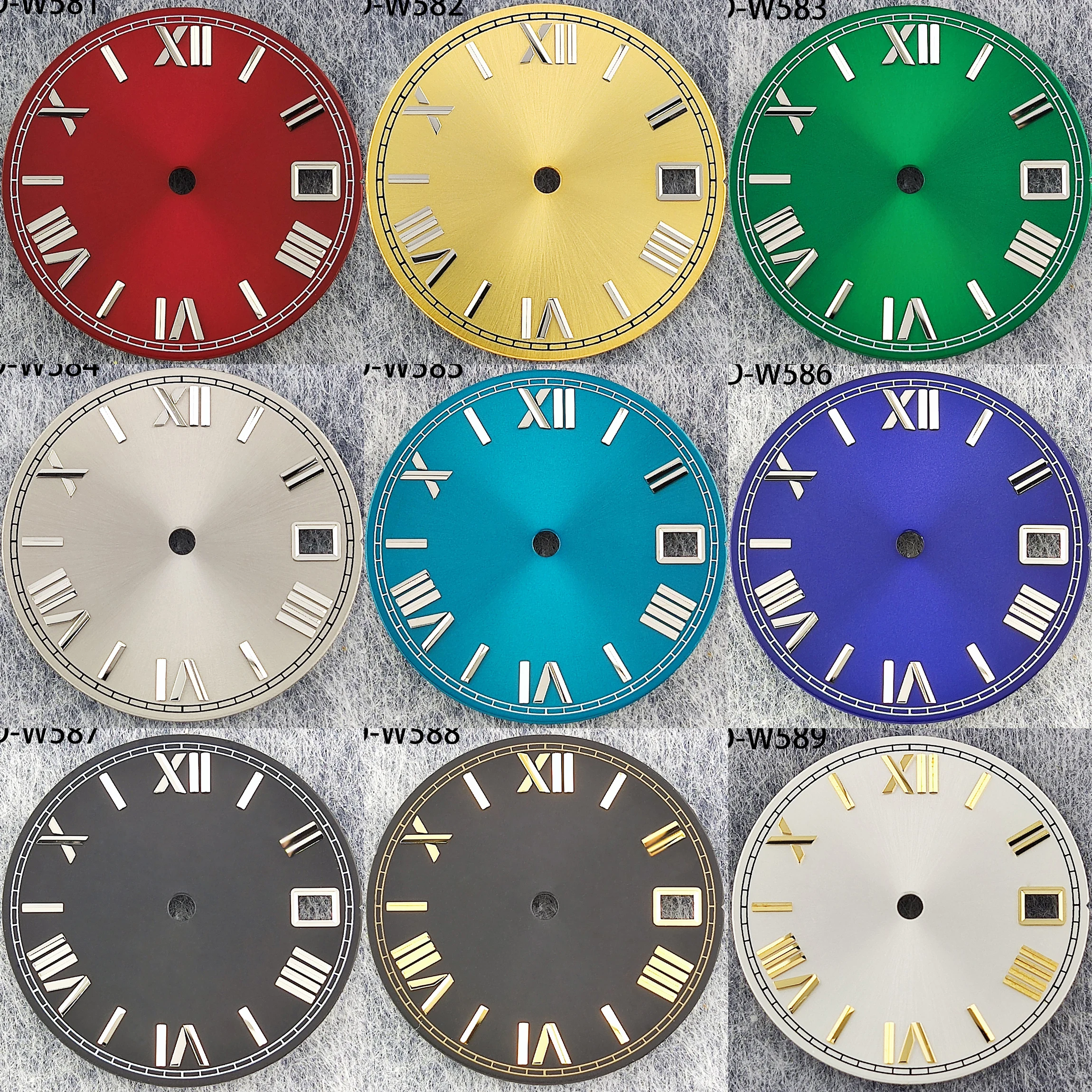 NH35 Dial 28.5mm with Roman Numerals Black, White, Green, Blue, Gray Dial for NH35 Movement