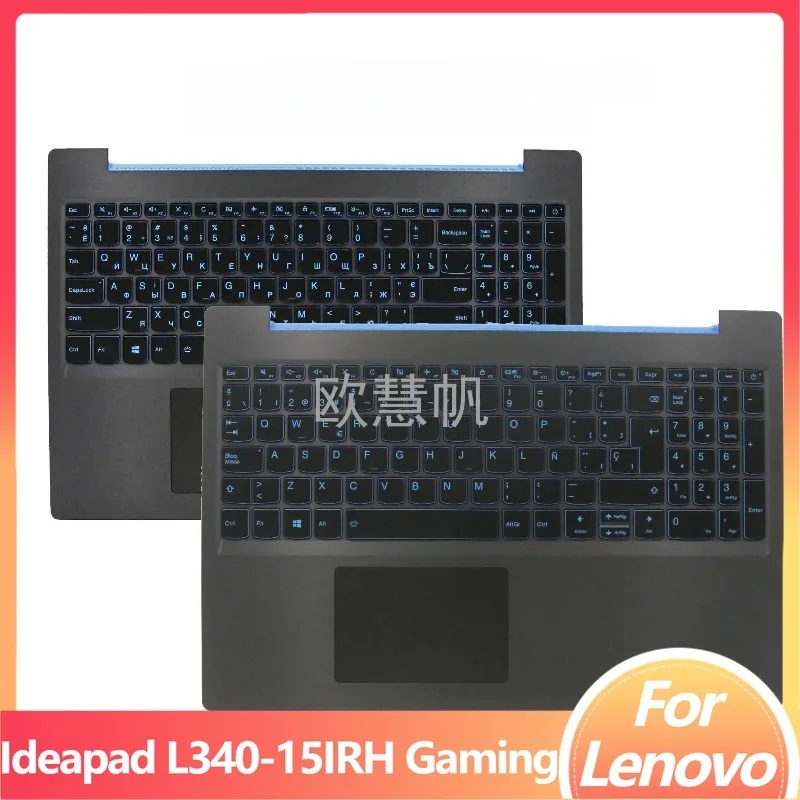 M New Original Rus US Keyboard for Lenovo Ideapad L340-15IRH Gaming with Blue Backlit Palmrest Topcase Upper Cover 5CB0U42752