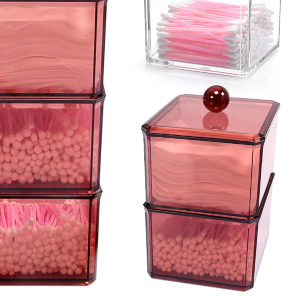 

2 Pcs Cosmetics Cotton Swab Box Organizer Makeup Pads Container Space-saving Storage