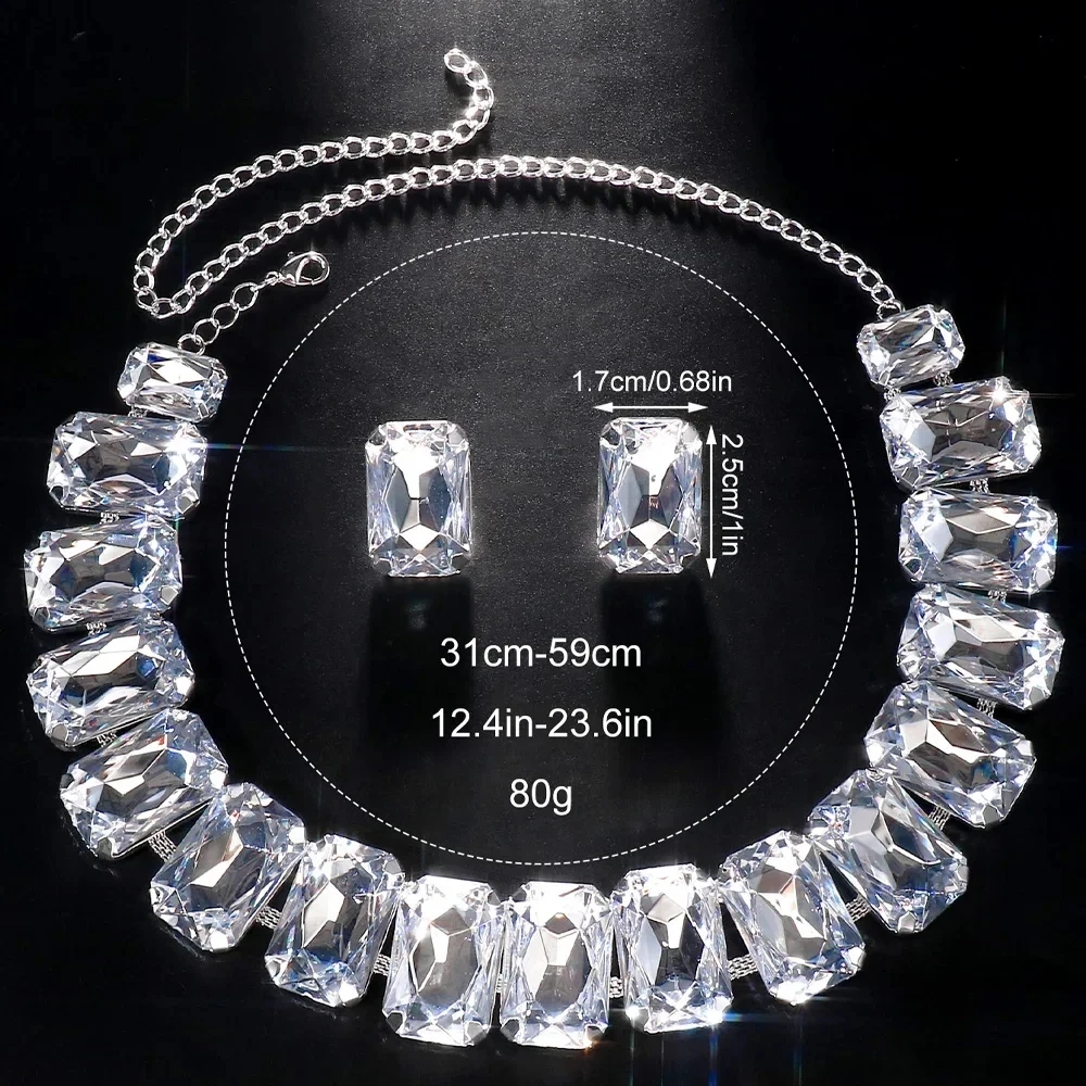 Stonefans Bride Crystal Necklace Earrings Set Bridesmaid Wedding Jewellry Two Pieces Choker Necklace Prom Costume Jewelry Sets