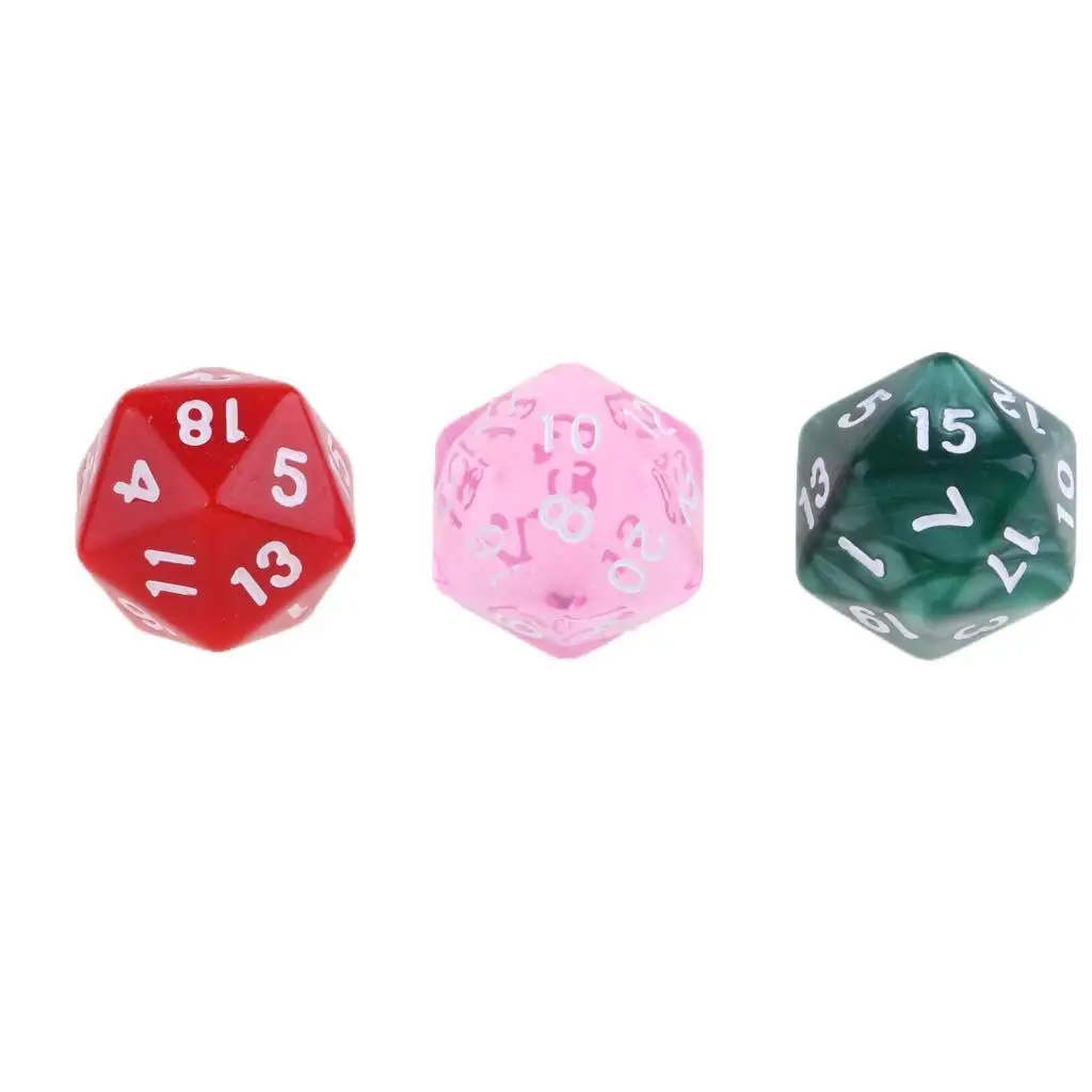 Jeu de dés D20 en plastique coloré, accessoires de jeu de société polyédriques pour jeux de rôle et jeux de table en dungeon