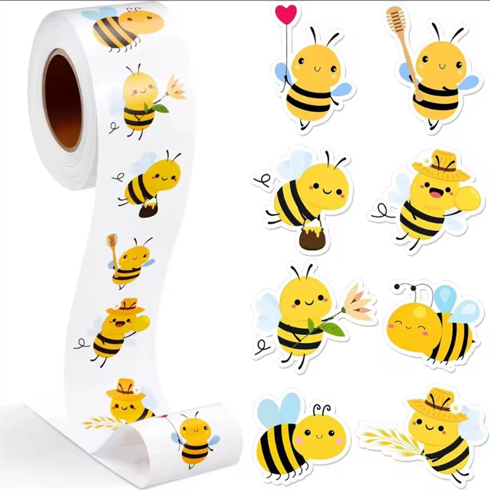 

500pcs Cartoon Bee Butterfly Stickers Cute Animal Sticker Waterproof Self-Adhesive Paper Rewards Sealing Labels Decal Stationery