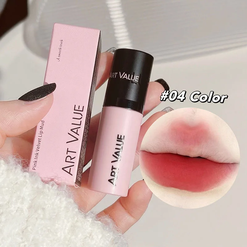 MAtte Lipgloss, langlebig, wasserfest, seidig glatt, flüssiger Lippenstift, rosa Nebel, samtige Lippenglasur, leichtes Make-up, Lippentönungsschlamm