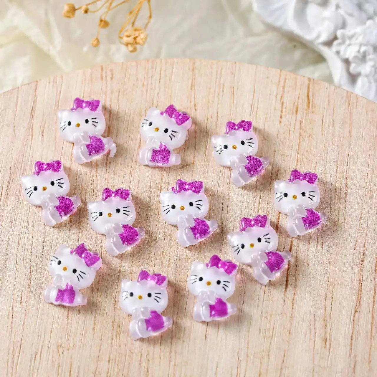 30pcs Colorful Resin Glitter Mini Crystal Cute Bowknot Cat Nail Flatback Rhinestone Appliques DIY Scrapbook Decor Accessories