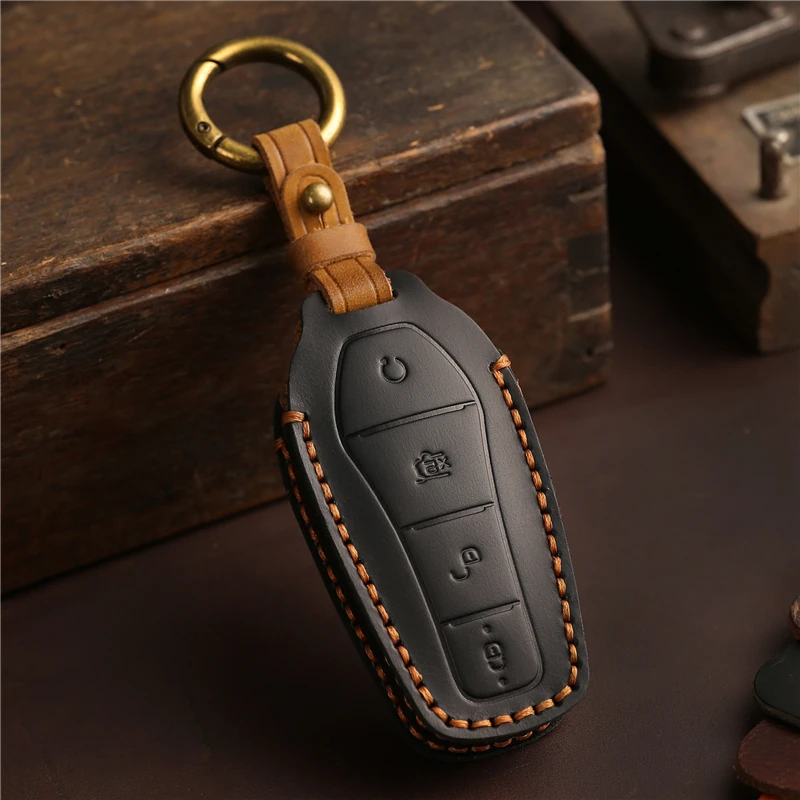 

Leather Car Remote Key Cover Case Holder shell Bag For BYD New ATTO 3 Qin L Song Plus Dmi Han Tang Dolphin Seal U Sealion 07 EV