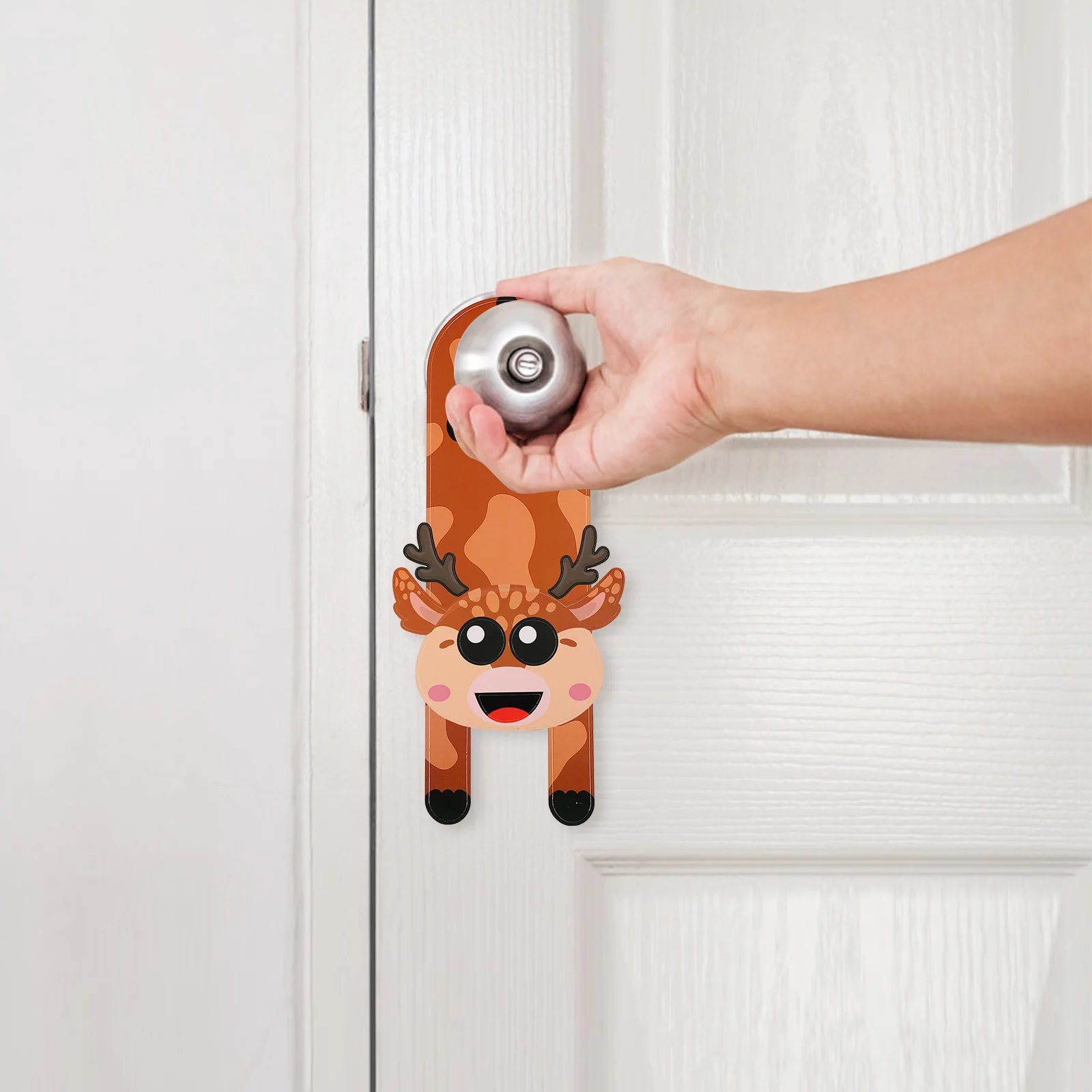 2Pcs Adorable Animal Shaped DIY Doorknob Signs for Children Develop Imagination Eye-Hand Coordination Knob Sign