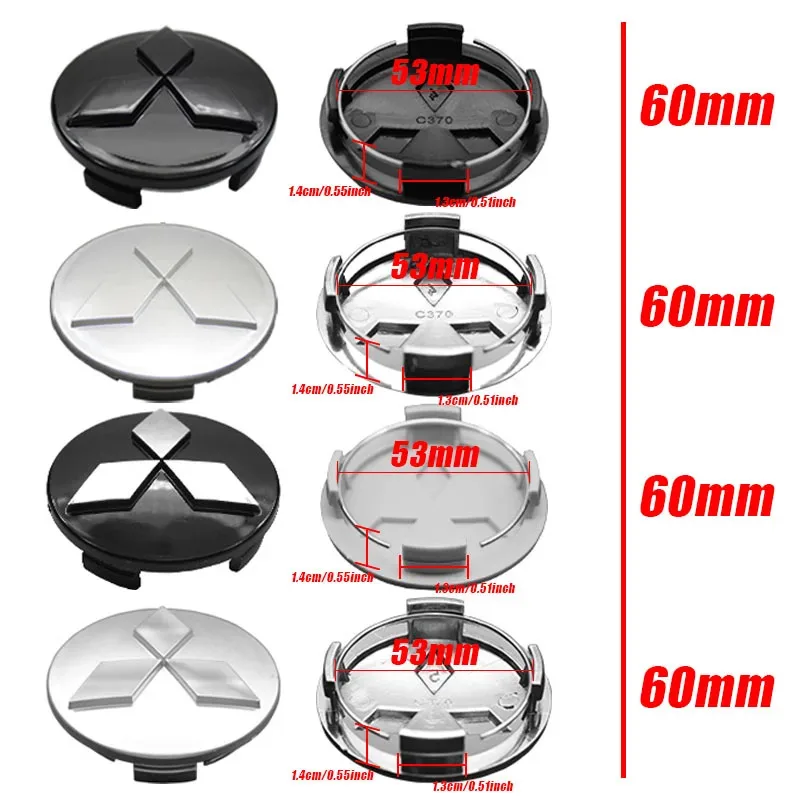 

4Pc 54mm Car Wheel Center Cap Hub Covers Badge Accessories For Mitsubishi Outlander Lancer 10 9 ASX RALLIART Eclipse L200 Pajero