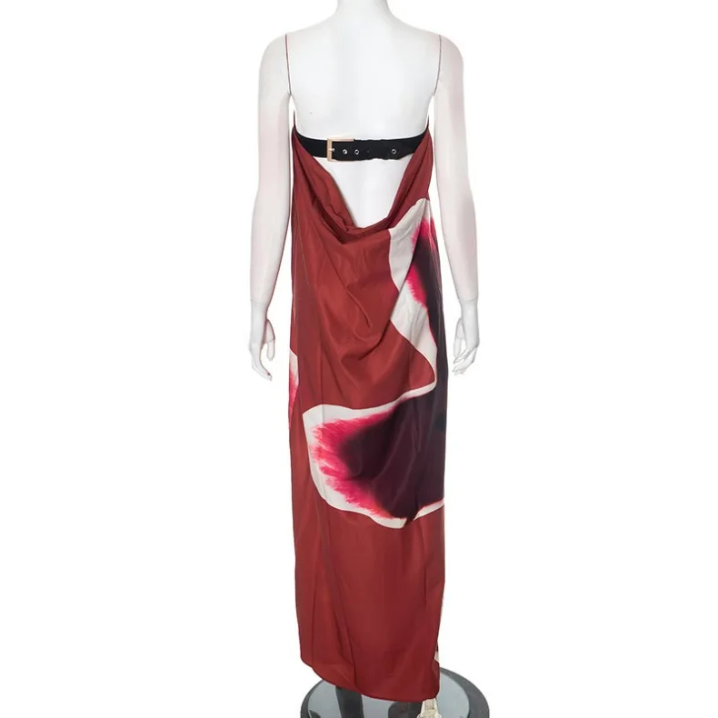 Ärmelloses, bedrucktes, trägerloses langes Kleid, modisch und sexy, für Party, Abschlussfeier, formelle, elegante Damen-Robe. – Detail 20