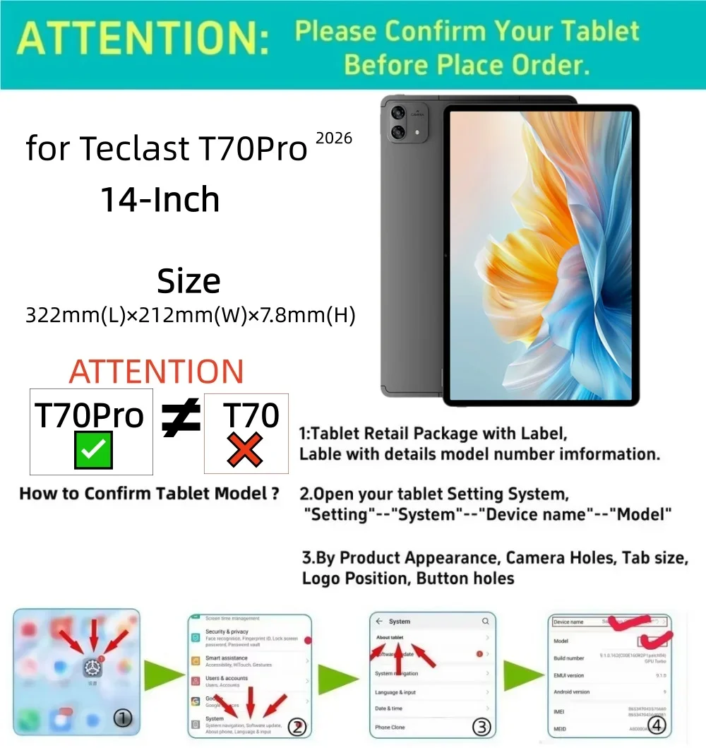 Tablet Case for 2026 Teclast T70 Pro 14