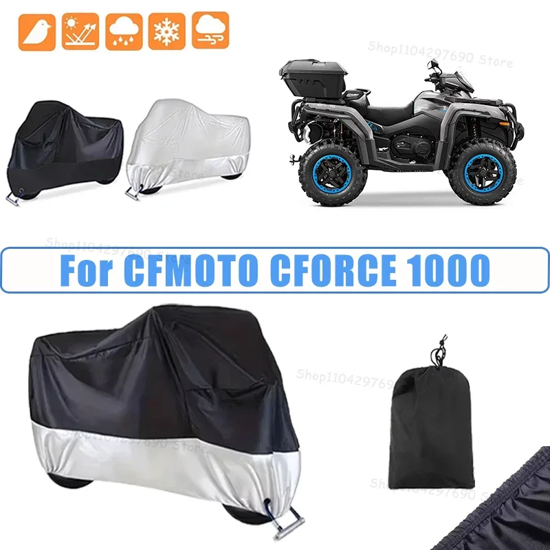 210D Oxford Motorcycle Cover Waterproof All Season UV Protection For CFMOTO CFORCE 1000 Anti-Tear Windproof Motorbike Cover