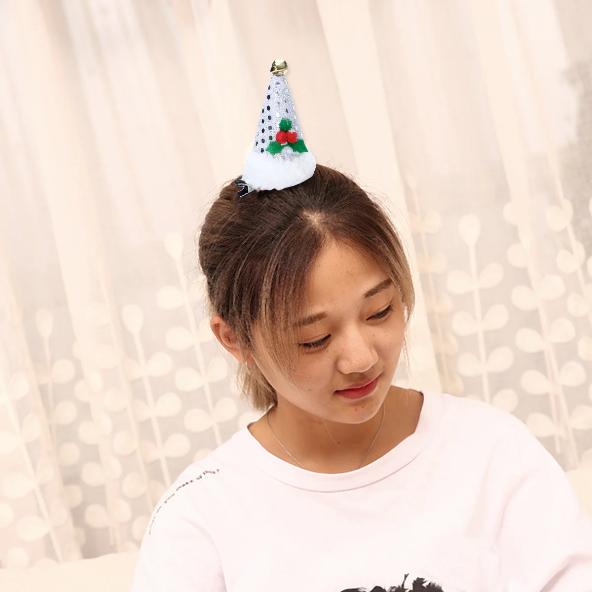 

3 Pcs Leaf Christmas Hat Hairpin Barrettes Alligator Clip Hairpins Sequins Clips