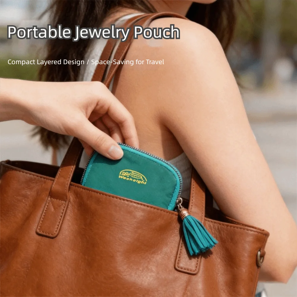 6-Layer Jewelry Storage Bag Portable Anti-Scratch Bracelet Display Pouch Soft Elegant Zipper Jewelry Bag