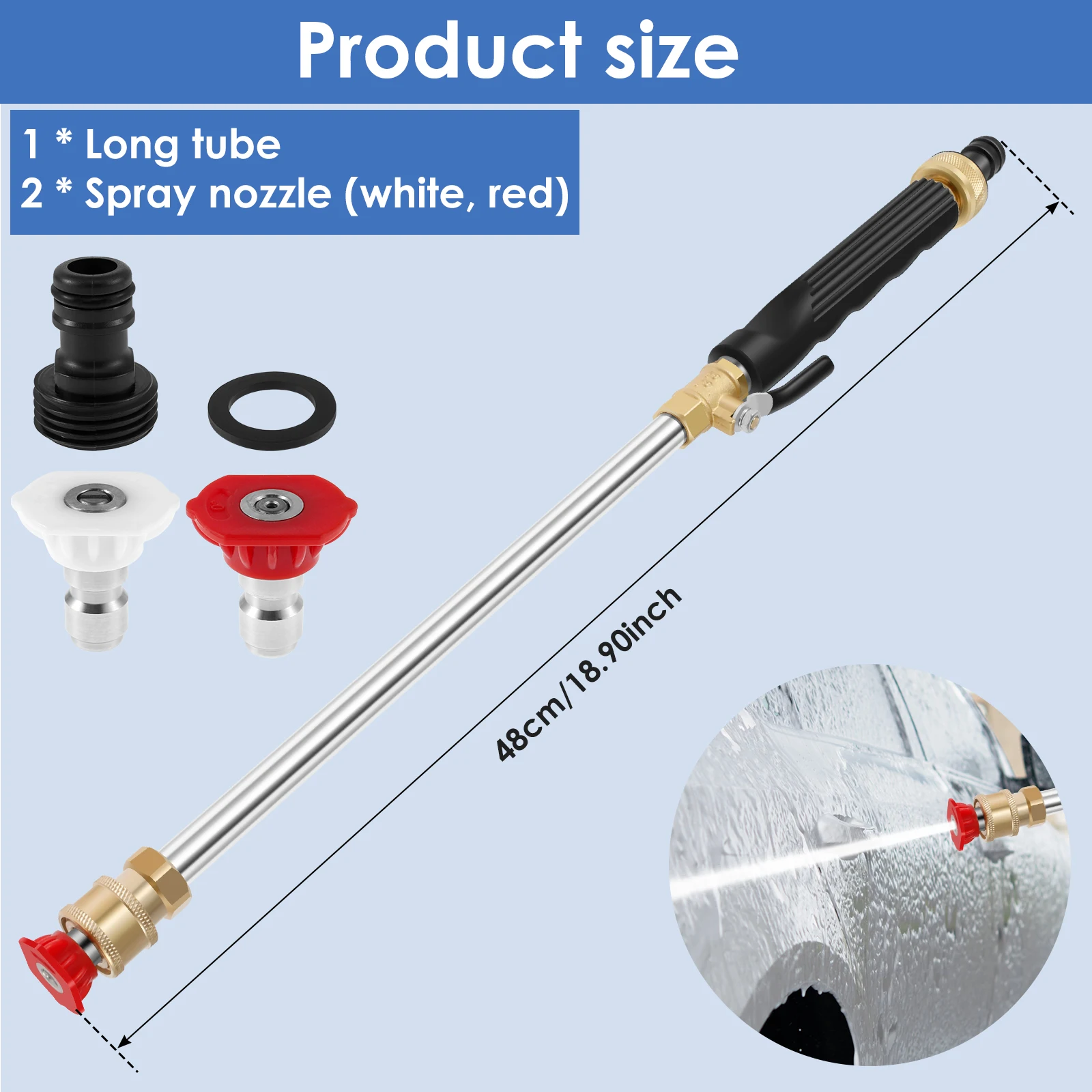 High Pressure Washer Wand Garden Water Gun Car Washing Garden Washer Hose Wand Nozzle Sprayer Metal Car Cleaning Tools
