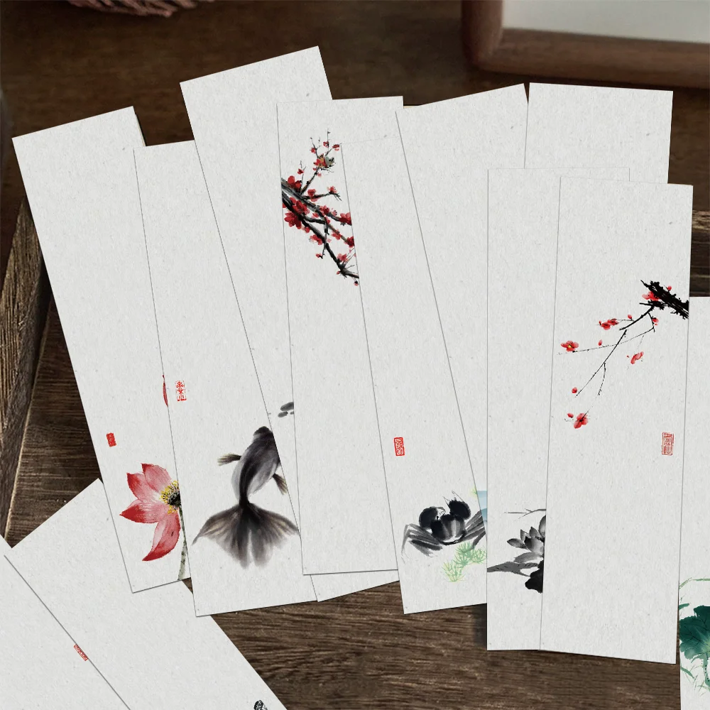 30 قطعة من الإشارات المرجعية لطلاء الحبر الصيني، علامات صفحة القراءة البسيطة، علامات ورقية مزخرفة، علامات قابلة للكتابة #6