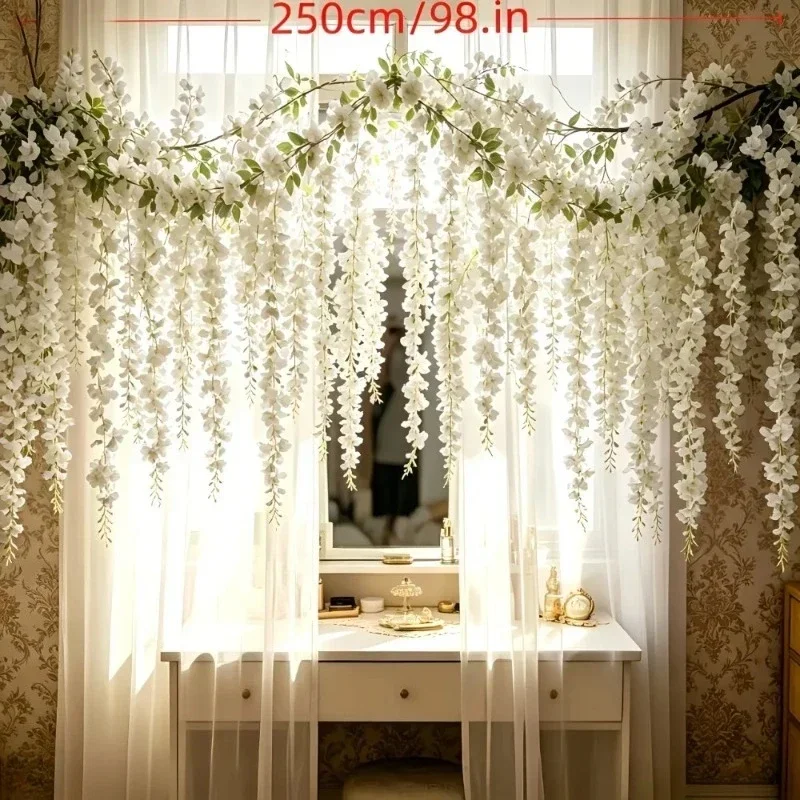 Weiße Rosenranken-Wandbehänge und einfach zu montierende weiße Orchideenblumen-Sets, geeignet für verschiedene Einrichtungen in Häusern und bei Hochzeiten – Detail 2