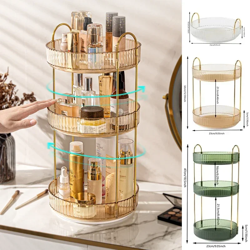 360° Rotatable Desktop Cosmetic Rack Bathroom Shelf Large-capacity Perfume Aromatherapy Skin Care Product Storage Rack Organizer