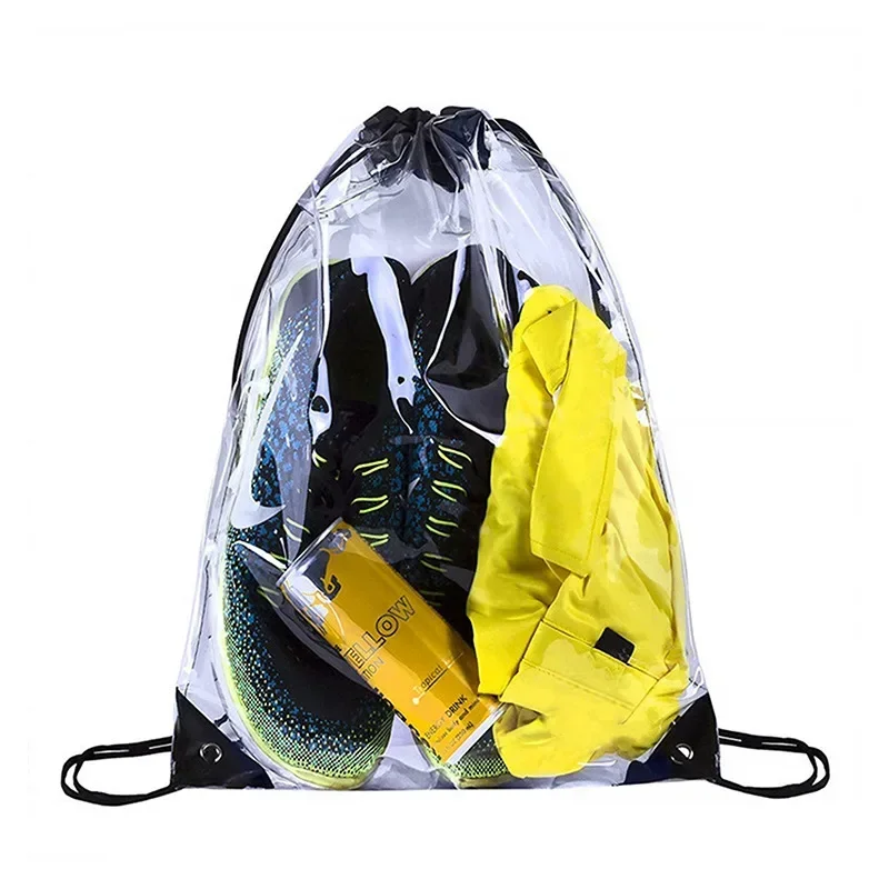 New Transparent Drawstring Backpack Fruit Storage Tote Gym Bag Sport Pack  Unisex Large Capacity Lightweight Beach Backpack