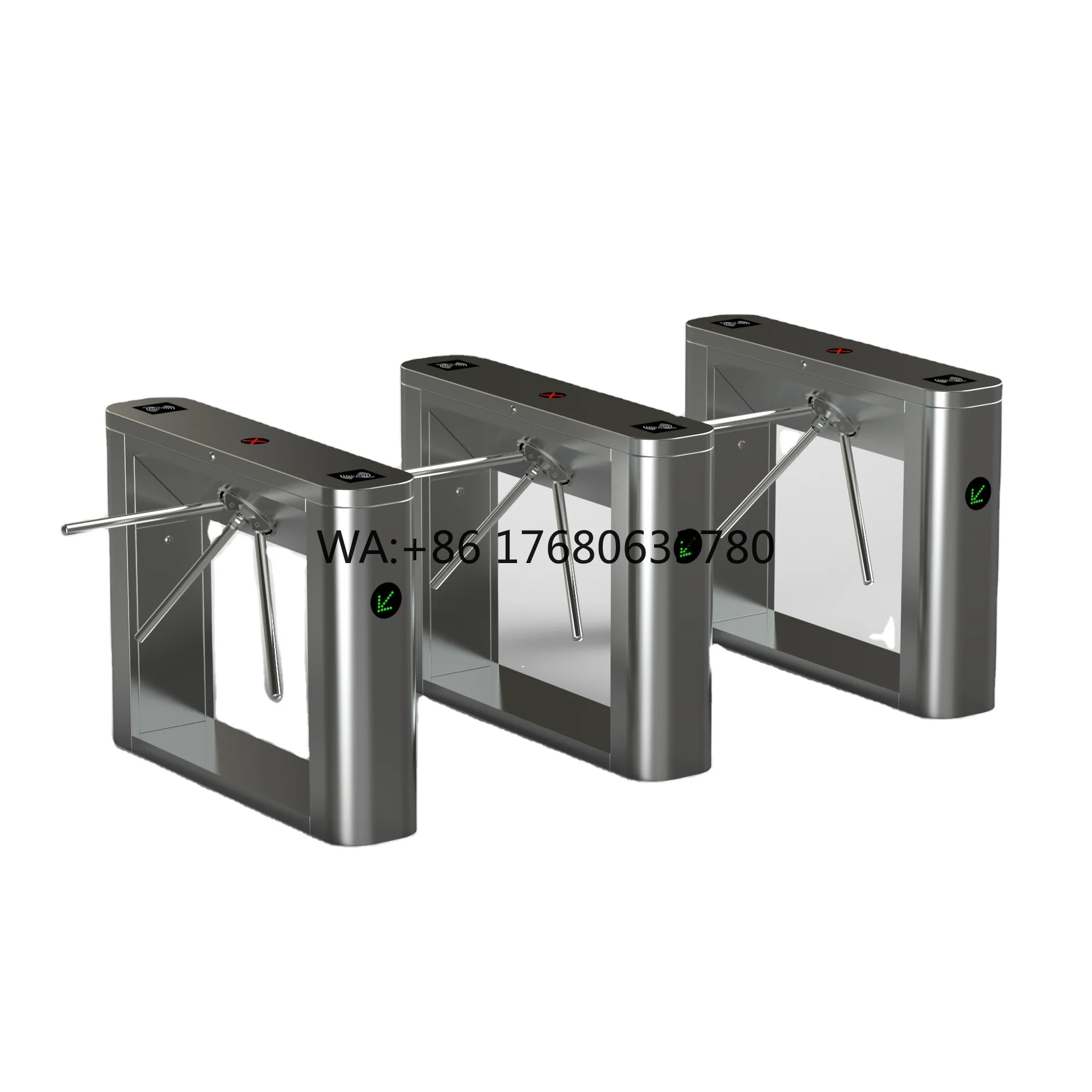 Tripod Turnstile Gate With Stainless Steel Glass Fence 3 Arm Drop Arm Turnstile Exit Machine